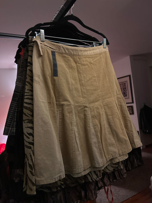 Didi tan corduroy midi skirt