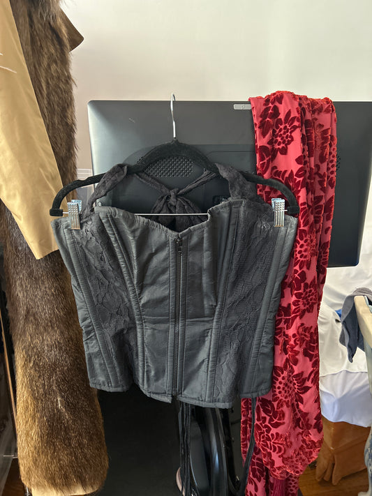 JM black burlesque corset top 222