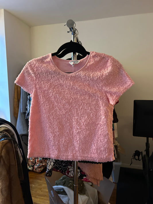 Pink fuzzy T-shirt