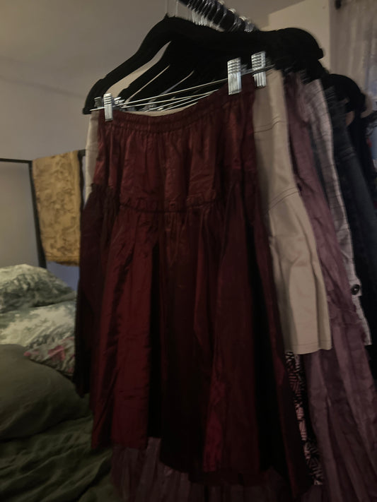 Dark red iridescent skirt