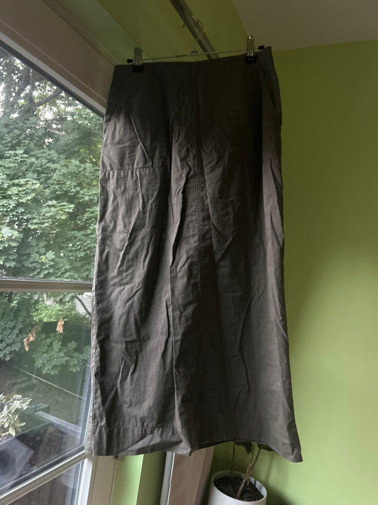 army green maxi utility skirt