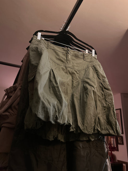 Army green bubble skirt 0150C5