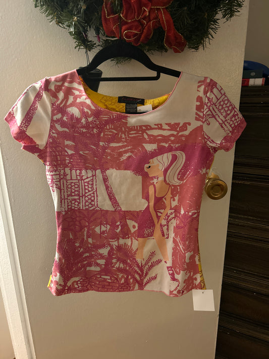 Custo Barcelona short sleeve pink top