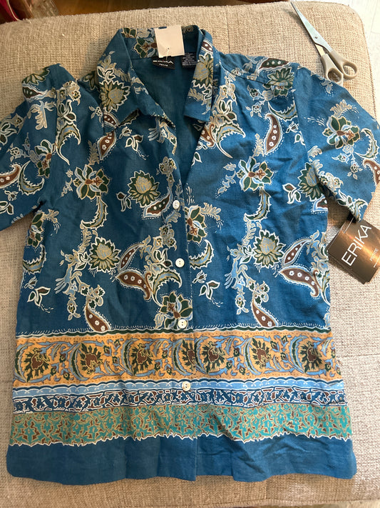 Blue linen printed shirt