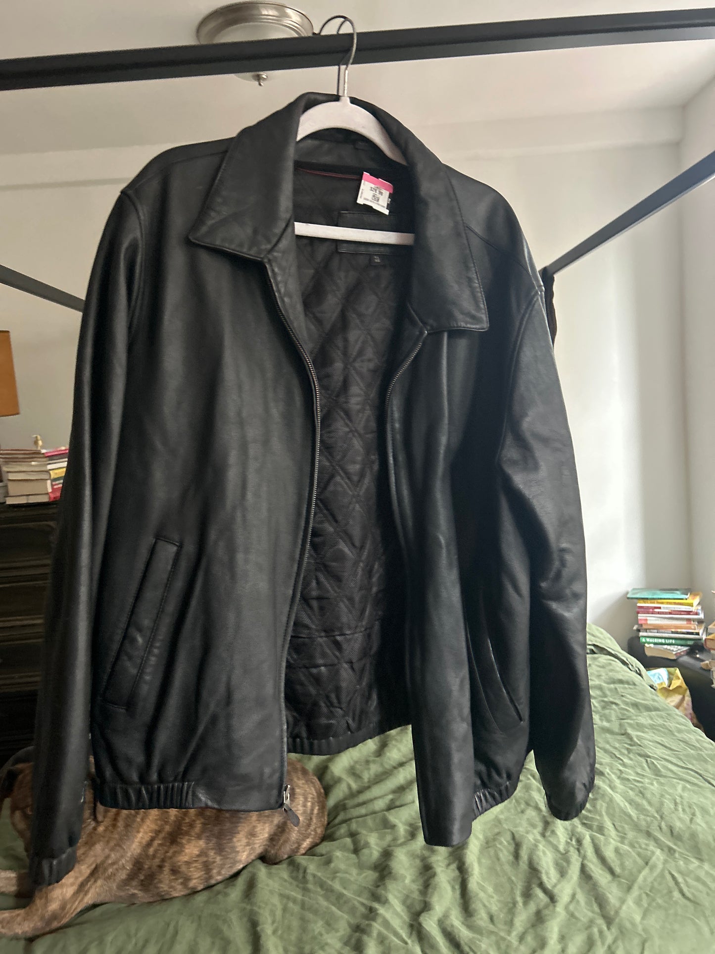 St John's Bay black leather bomber