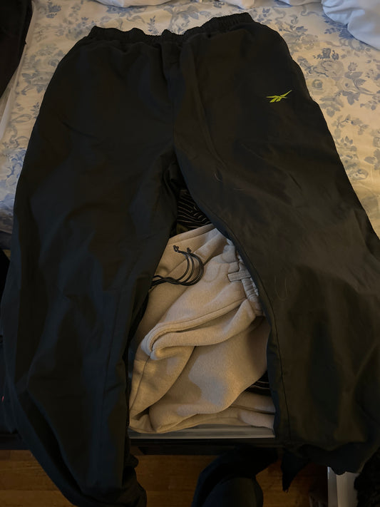 Black Reebok track pants