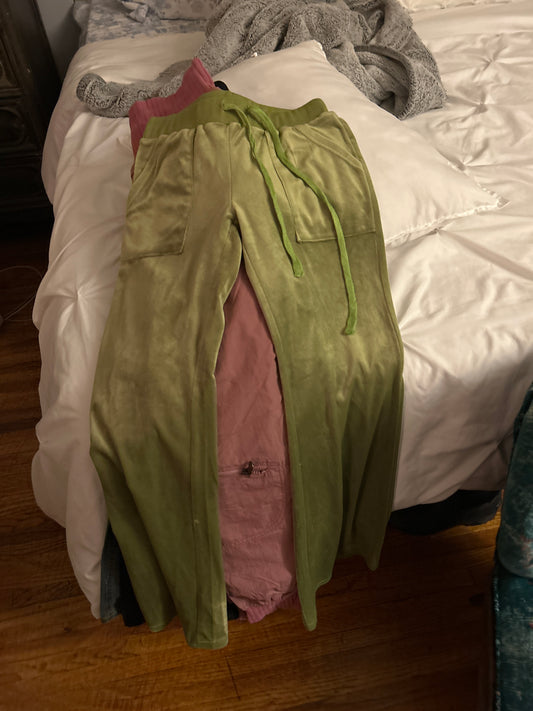 Lime green velour sweatpants