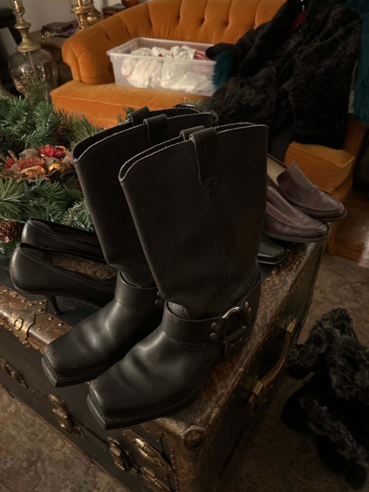 Street rat black biker boots sz 8