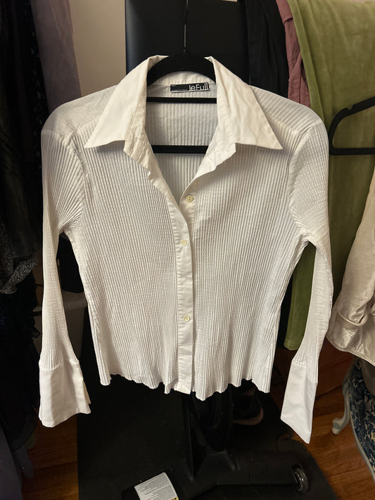 Italian white pleated button up