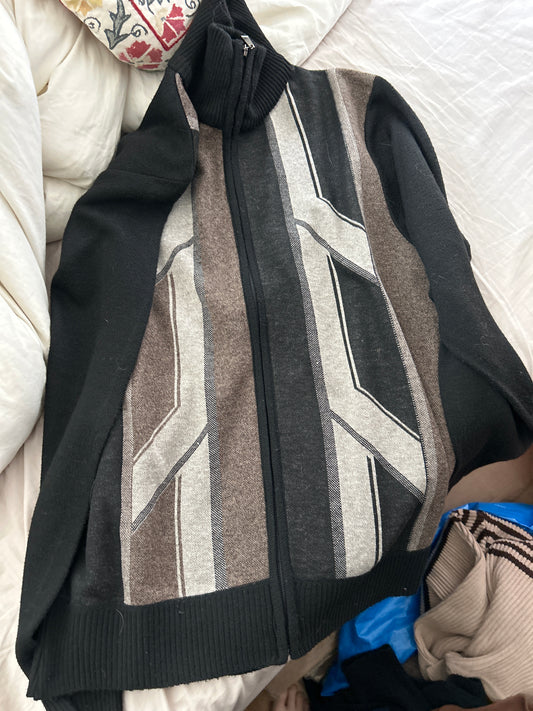Striped zip up sweater