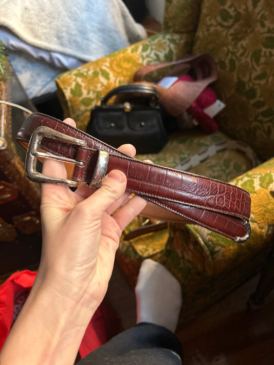 JM belt brown faux alligator 167