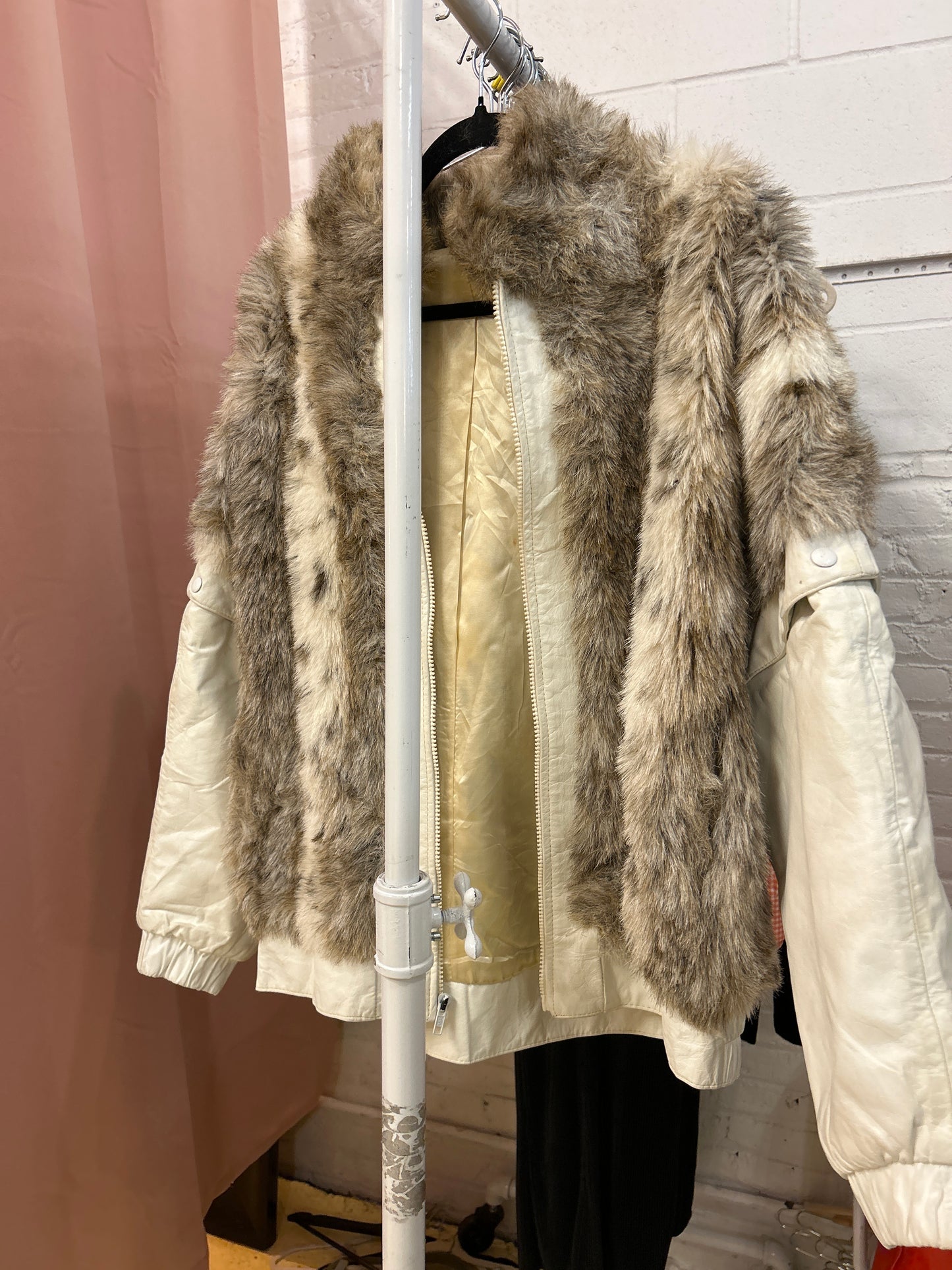 D'Esprit leather/faux fur jacket