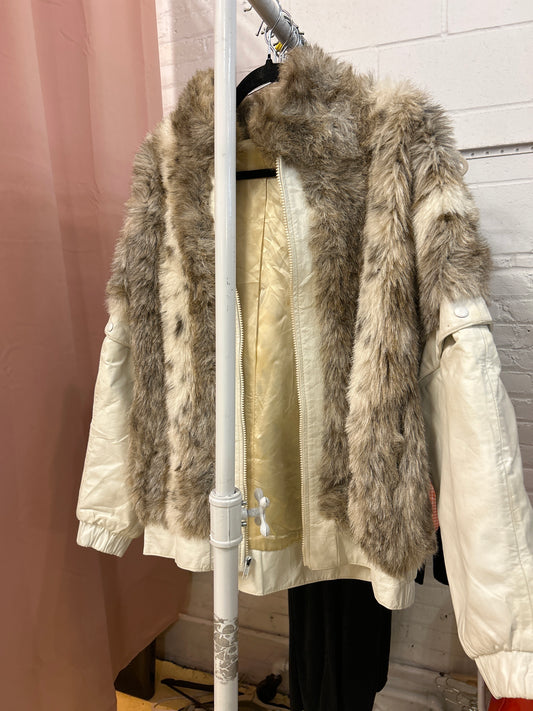 D'Esprit leather/faux fur jacket