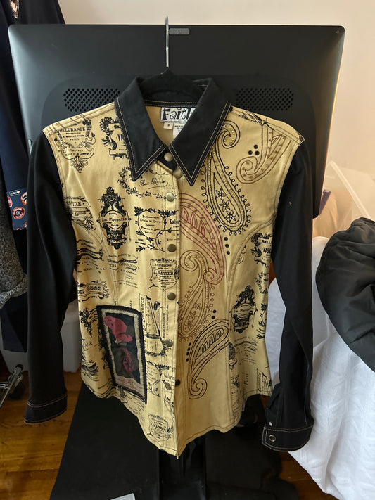Y2K French denim button up