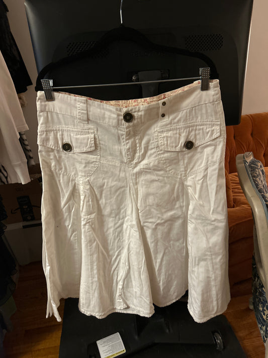 White denim midi skirt
