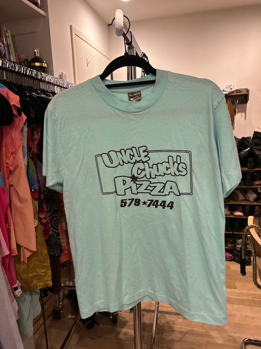 Uncle Chuck's Pizza real teal t-shirt