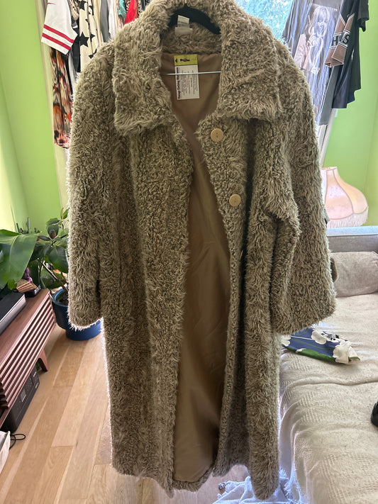 Faux fur full length coat