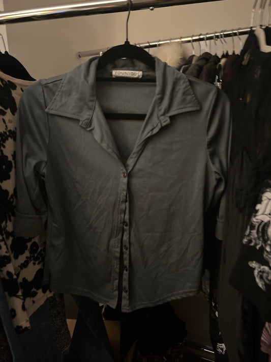 Younique grey button up top