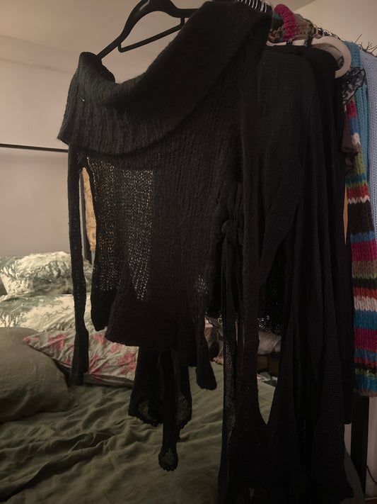 Black knit fold over sweater