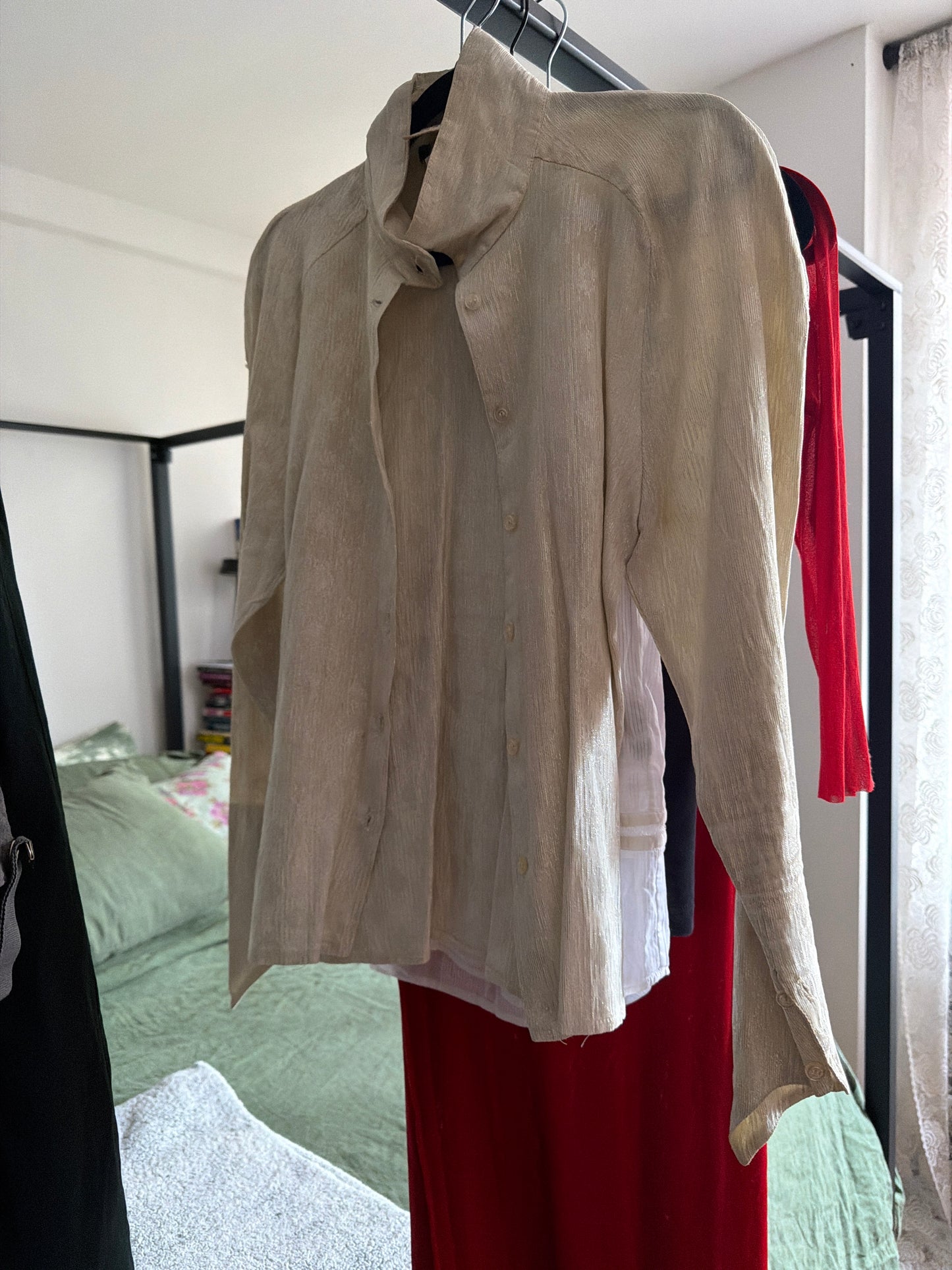 France Andrevie rounded shoulder button up