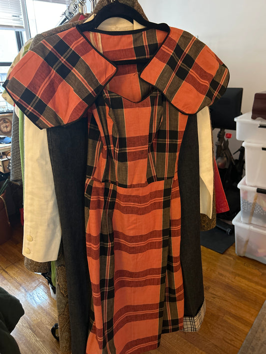 JM 267 salmon plaid dress