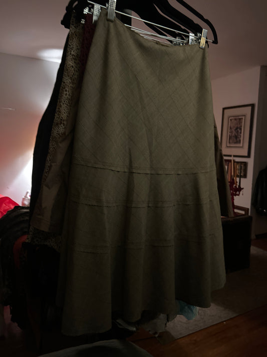 Green ice plaid maxi skirt