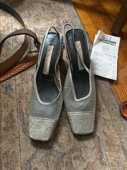 Nina silver mesh heels