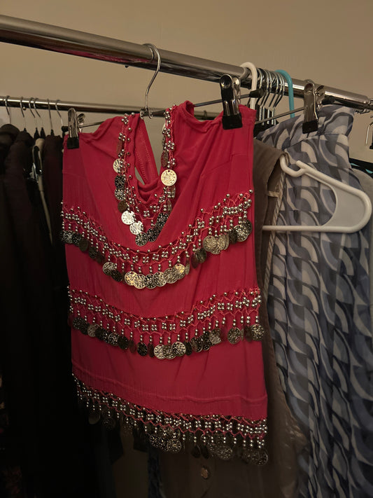 Hot pink coin halter top