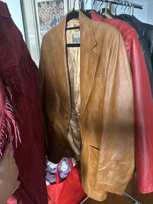 Leather fashions camel jacket