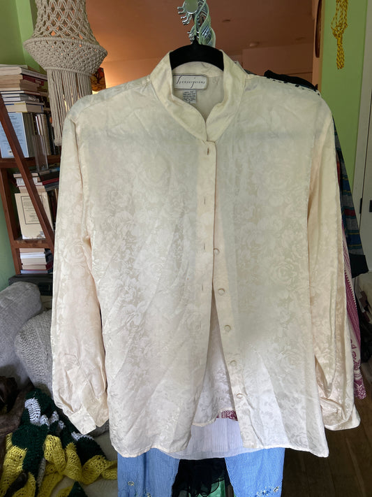 Cream silk rose top
