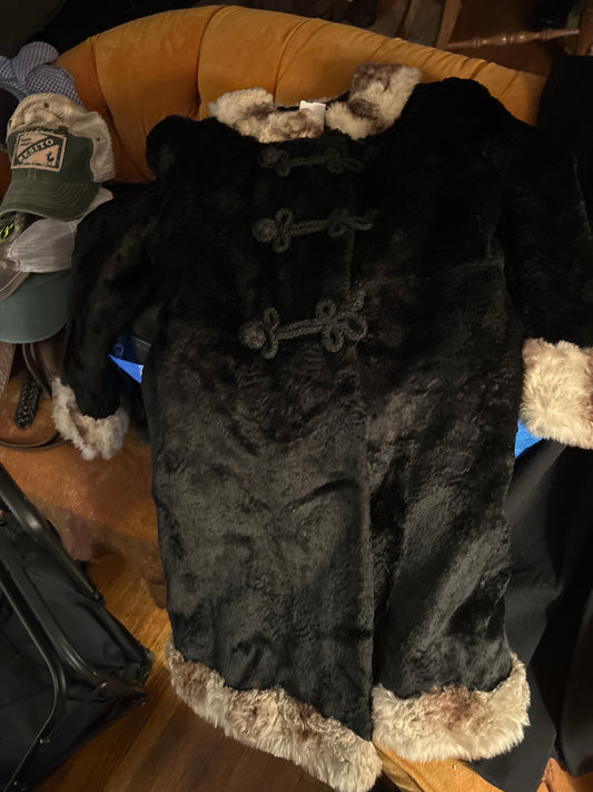 Black coat with fur trim