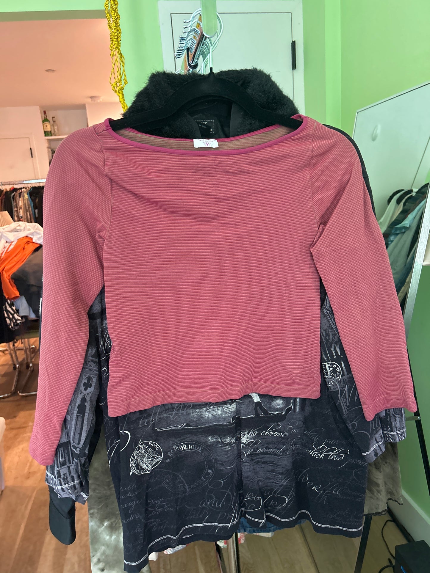 Red horizontal striped top
