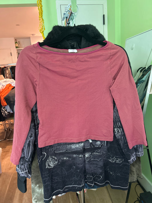 Red horizontal striped top