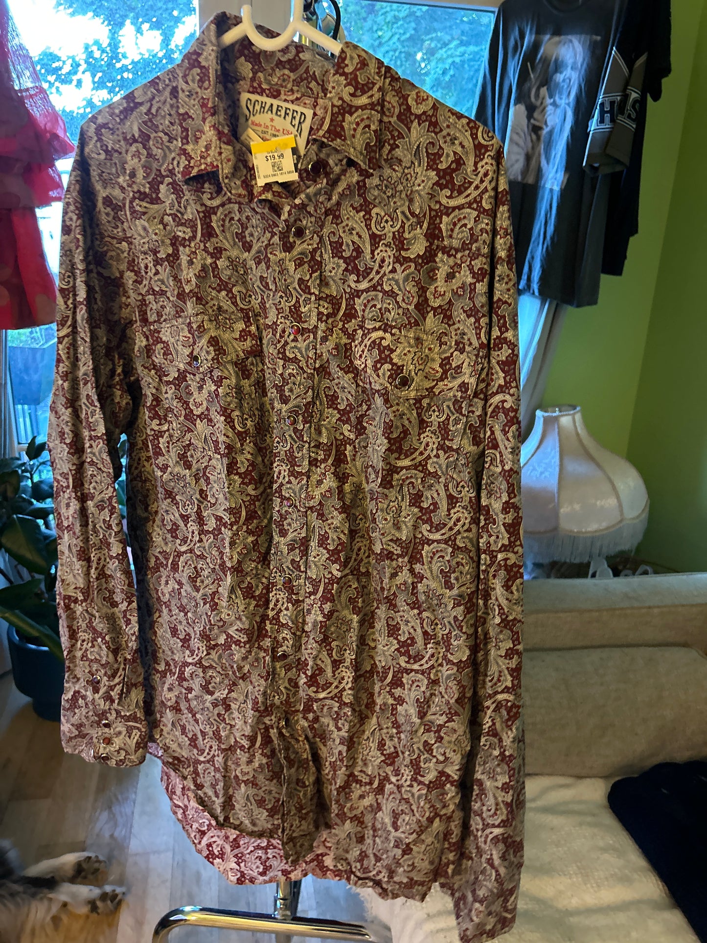 Schaefer red printed western shirt