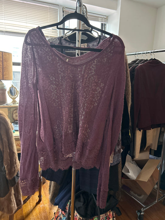 Purple free people lace sweater