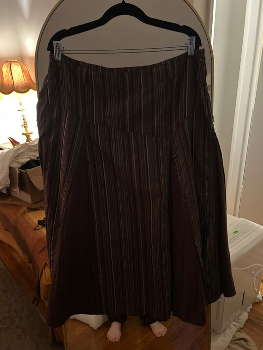 Brown/teal pinstripe brown skirt