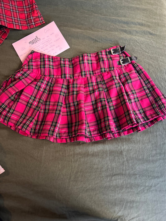 Mik pink plaid mini skirt