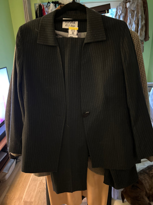 Black pinstripe kasper suit