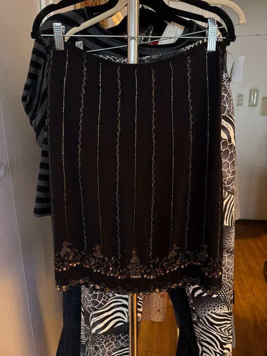 Betsey Johnson silk beaded skirt