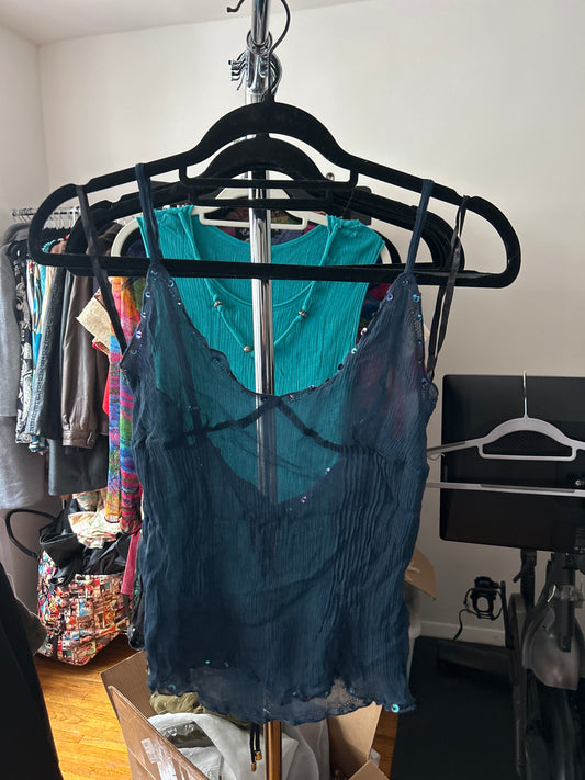 Calvin Klein jeans blue sheer tank top