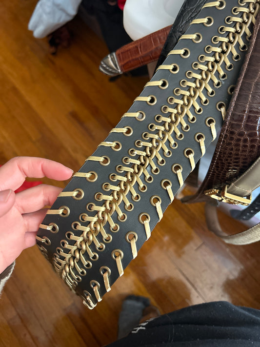 JM wide black belt with braiding 155