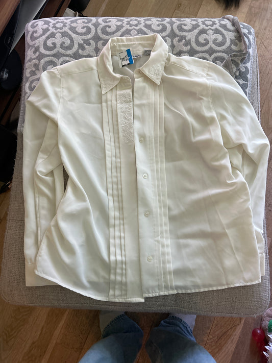 Off white button up shirt with embroidery