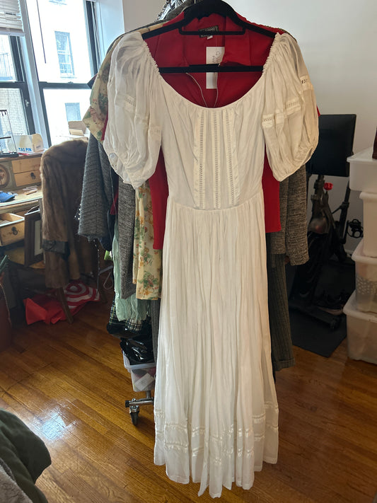 JM 268 1940s white cotton princess dress
