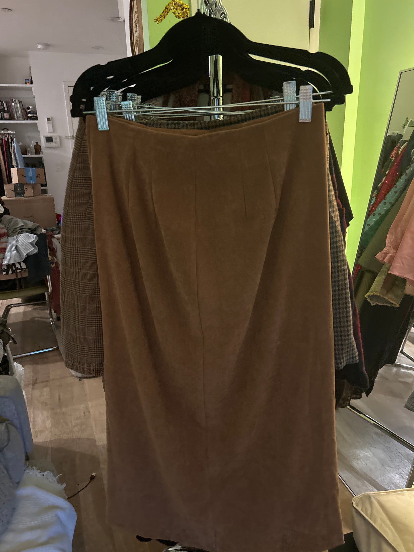 Tan faux suede skirt