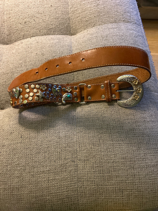 Brown belt silver charm hardware