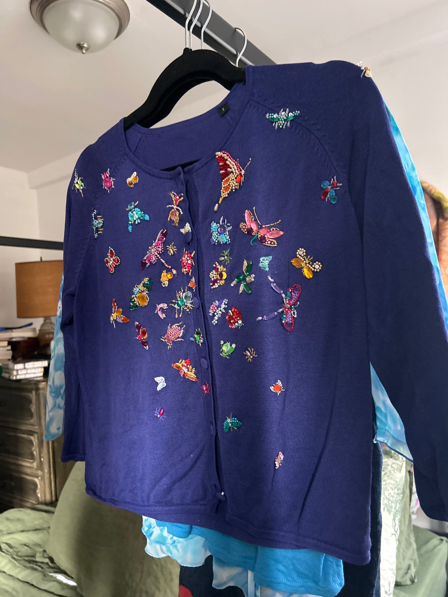 Purple beaded cardigan