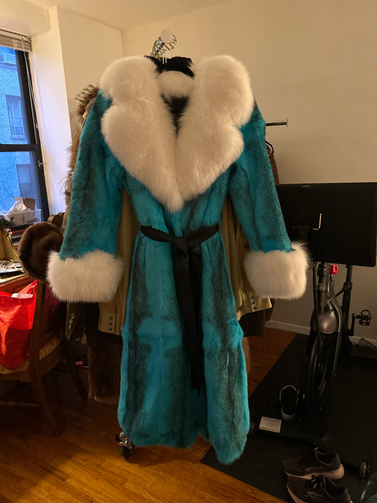 JM turquoise fox fur coat 195