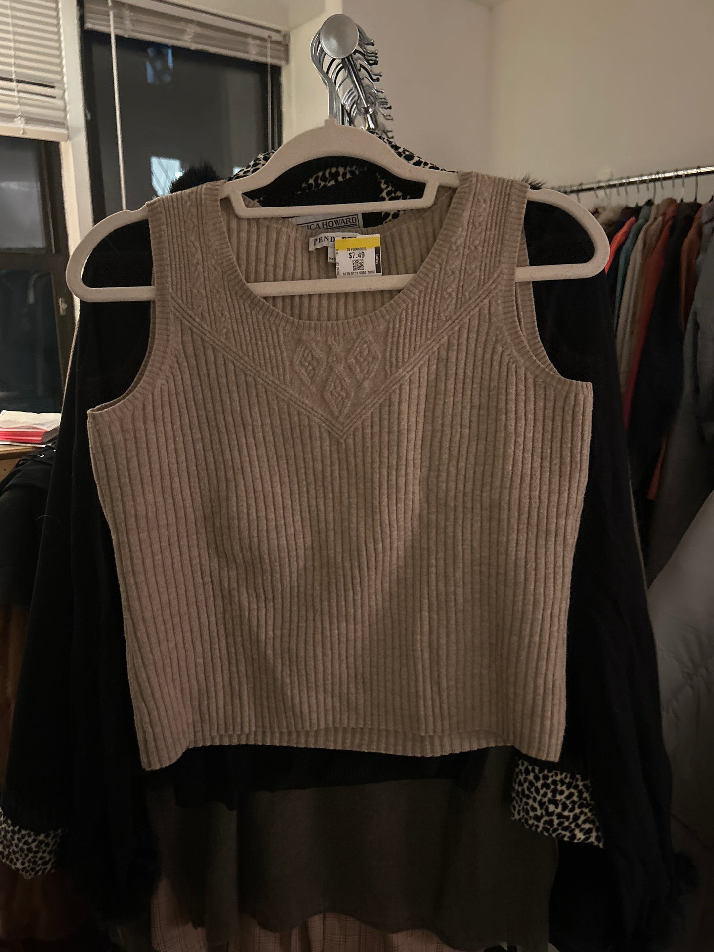 Pendleton taupe ribbed knit tank