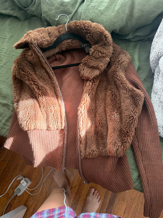 Capri brown zip up faux fur