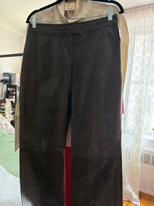 Adler collection green leather snakeskin pants